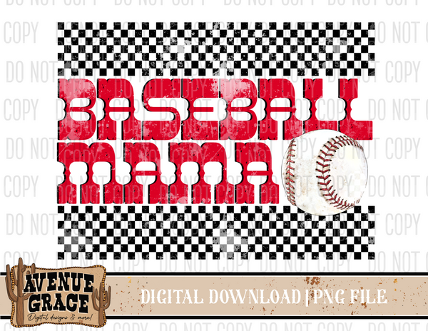 Baseball Mama Checkered