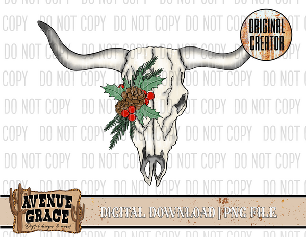 Christmas Cow Skull