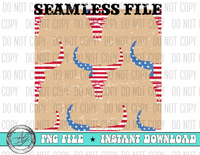 Patriotic Longhorn Seamless Pattern