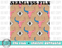 Patriotic Longhorn Aztec Seamless