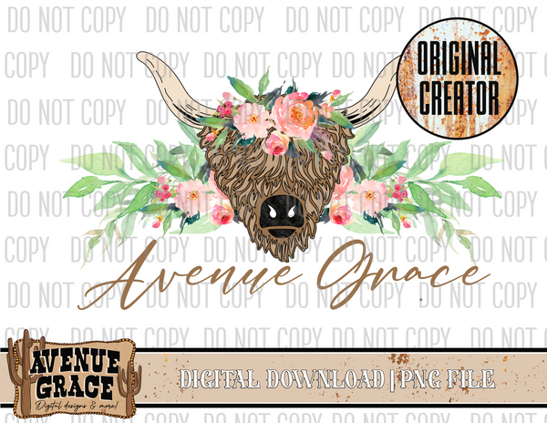 Floral Highland PreMade Logo