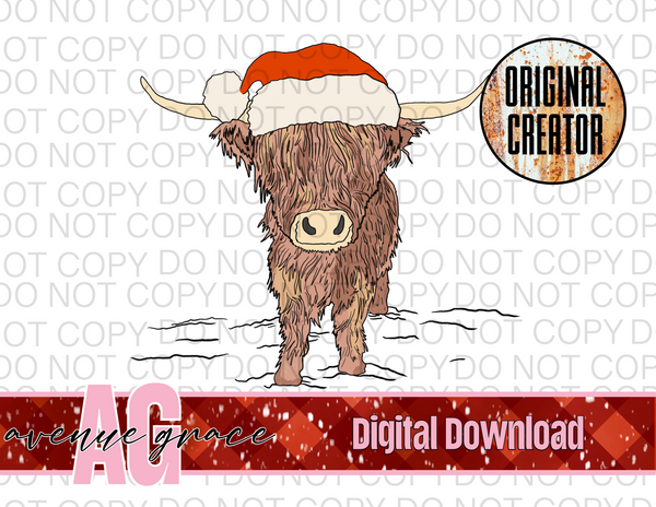 Highland Cow Santa Hat