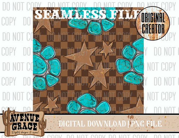 Checkered Turquoise Seamless Pattern