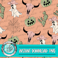 Boho Western Halloween Seamless Pattern