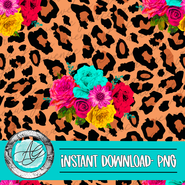 Leopard Floral Seamless Pattern