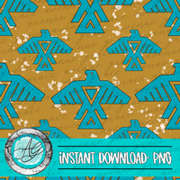 Yellow & Teal Thunderbird Seamless Pattern