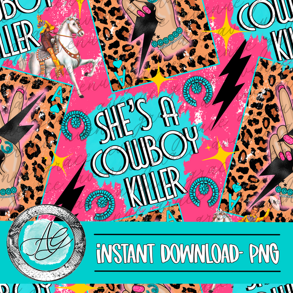 She’s a cowboy killer seamless pattern