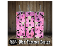 Pink and Purple Longhorn tumbler design