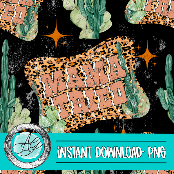 Mama Tried Cactus Seamless Pattern