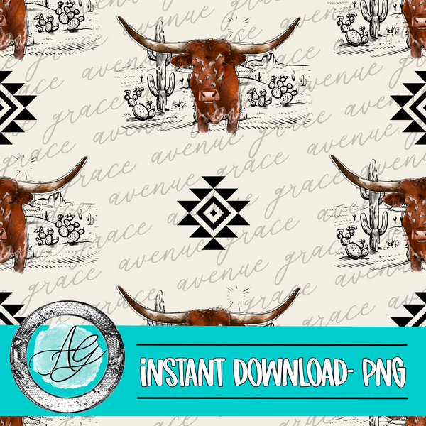 Bull Tribal Seamless Pattern