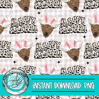 Highland Cow Easter Bunny Seamless Pattern