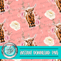 Blush Cow Floral Seamless Pattern