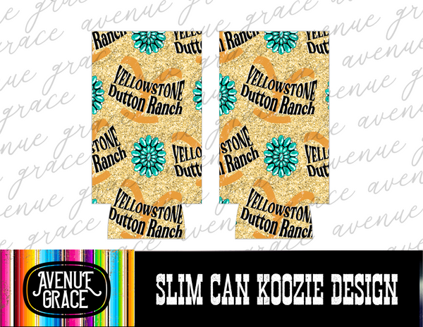 Yellowstone Dutton ranch slim can koozie design