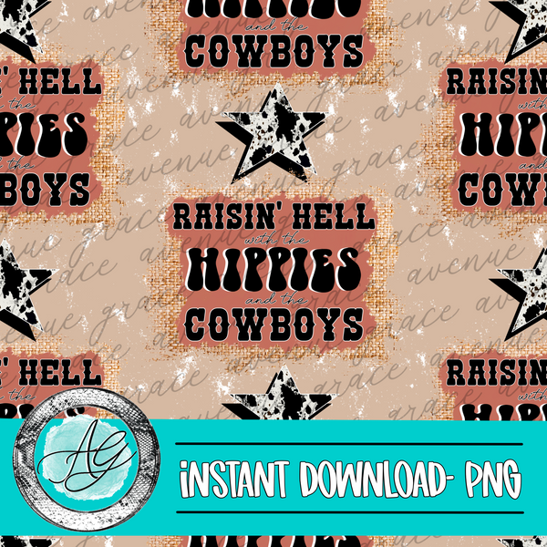 Hippies & Cowboys Seamless Pattern