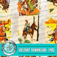 Vintage Cowboy Seamless Pattern