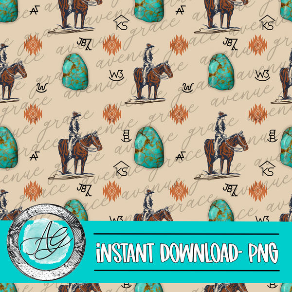 Western Cowboy Seamless Pattern