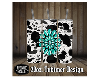 Cowprint turquoise stone tumbler design