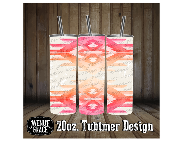 Pink Aztec tumbler design