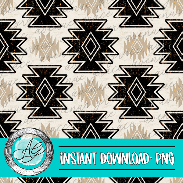 Black & Tan Tribal Print