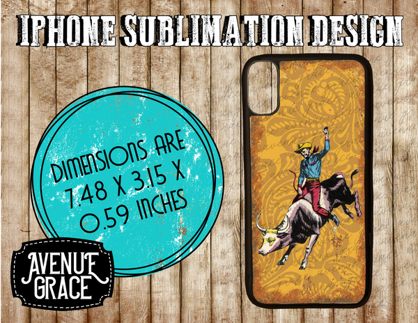 Bull Rider mustard yellow case design