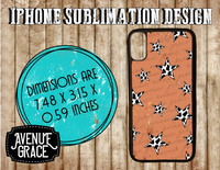 Burnt orange cowprint stars iPhone case design