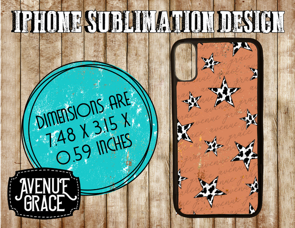 Burnt orange cowprint stars iPhone case design