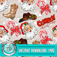 Cowboy Christmas Seamless Pattern