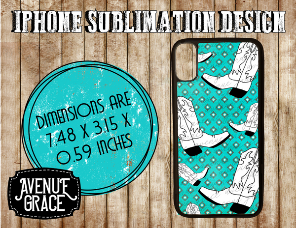 Turquoise Cowboy Boot phone case desgin