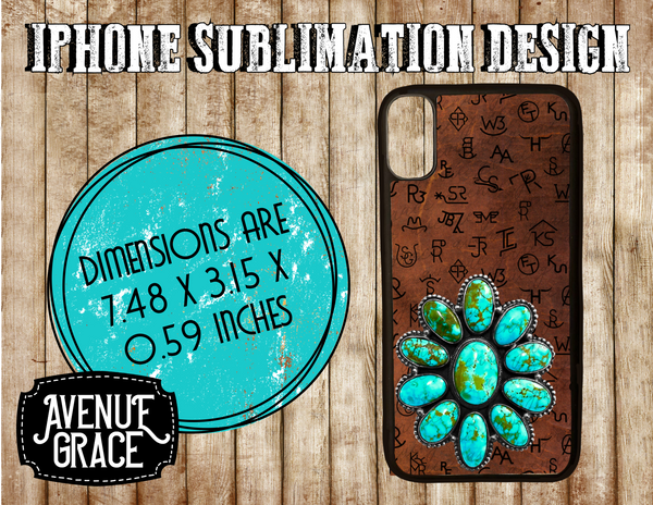 Leather & Turquoise phone case design