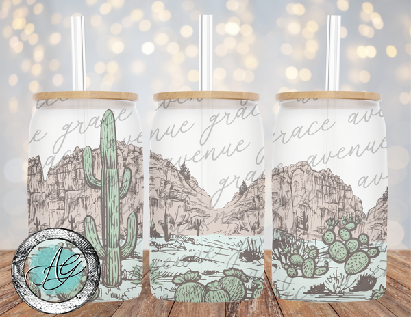 Cactus scene tumbler design