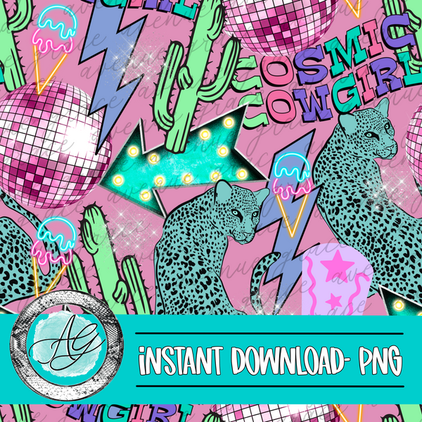 Cosmic Cowgirl Seamless Pattern