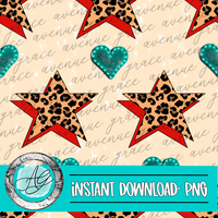 Red Leopard Star Seamless Pattern