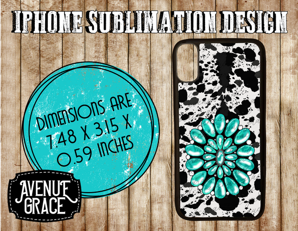 Cowprint turquoise stone case design