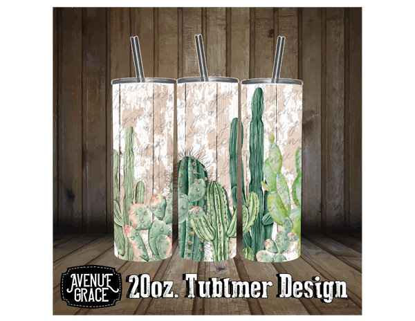 Cactus weathered wood tumbler design