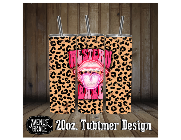 Western Babe leopard tumbler design