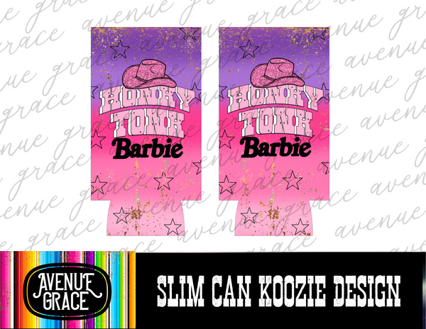 Honky Tonk Barbie Slim Can Koozie Design