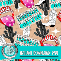 Cowboy KISSIN turquoise Drippin seamless pattern