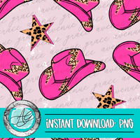 Pink & Leopard Cowgirl Seamless Pattern