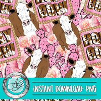 Pink holy cow seamless pattern