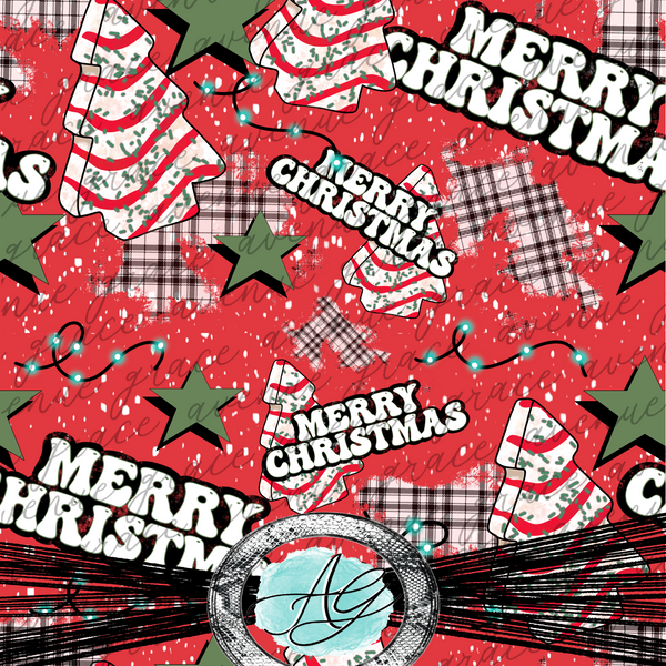 Christmas Tree Cake Seamless Pattern